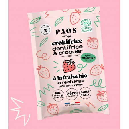 Recharges dentifrices à croquer BIO - Crokifrice - fraise
